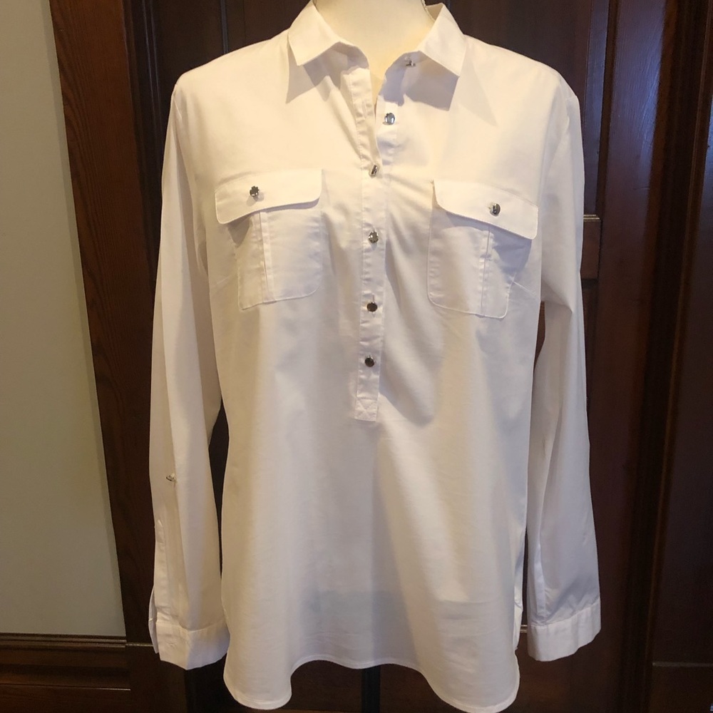 NWOT crisp white button down blouse